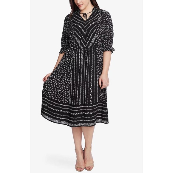 CeCe Black and White Patterned Dress - Picture 1 of 9